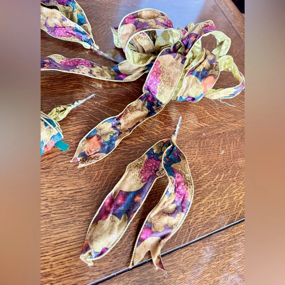 CUSTOM Gold Plum Floral Wired Bow Ribbon Set Floral Arrangement Gift Bows Wreath